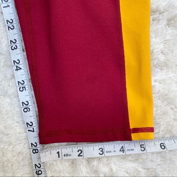 Fabletics on the go red blue yellow color block high waisted leggings pockets 3X - Picture 6 of 9